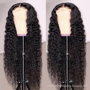 Wholesale Grade 8A Wavy Hair Human wig 5x5 transparent lace closure wig Water Wave Bundles Lace Wig Vendors